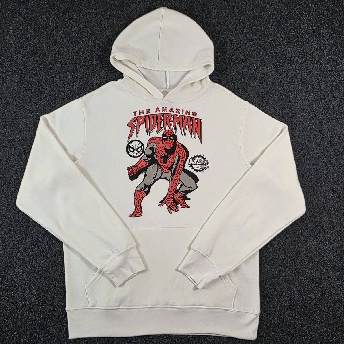 Marvel Amazing Spider-Man Sudadera con Capucha Para Hombre Mediana Crema Gráfico Polar Pullover