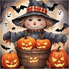 5D Pumpkin Diamond Art Painting Kits for Adults,Bird,Halloween Diamond dots, Sca