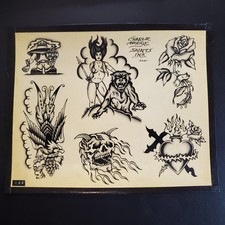 Original Tattoo Flash Sheets 11x14 Handpainted Shop Used