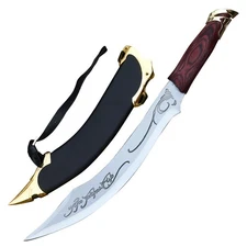 Replica Fantasy Medieval Scimitar Dagger Sword With Scabbard & Wall Mount