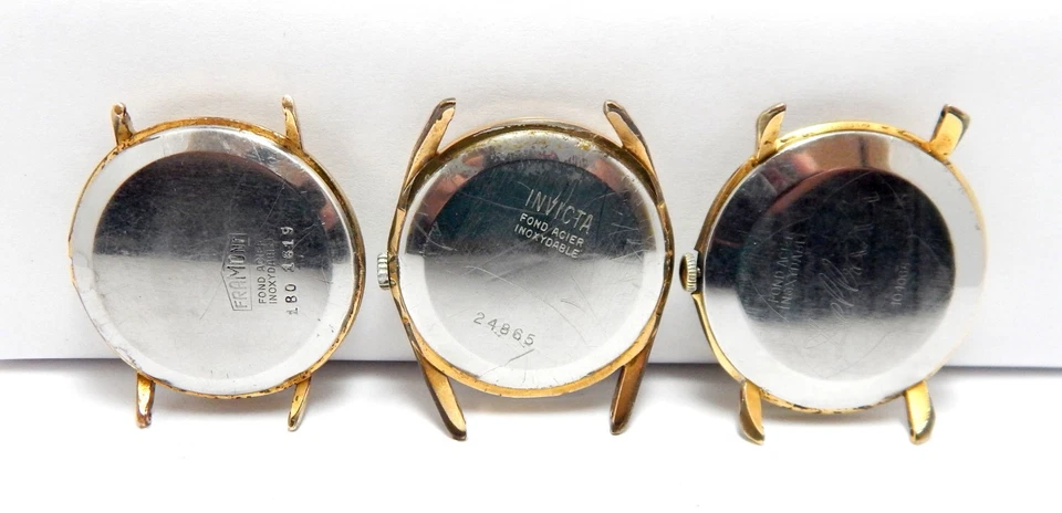 Lote de 3 relojes vintage cuerda manual hombre chapado en oro 1950c necesita revisión Foto 2 de 4
