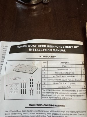 Minn Kota MKA-58 Boat Deck Reinforcement Plate 1854058
