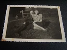 WW2 Military Couple Soldiers in Uniform Vintage Photograph Sitting in the Grass