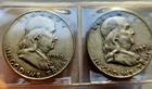 Lot of 2, 1950-D & 1959-D Franklin Half Dollar, 90% Silver with Aged Patina