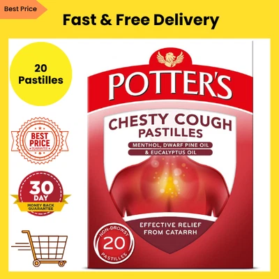 BRANDED Potter's Chesty Cough Pastilles, Non-Drowsy, 20 20 Count (Pack of 1), White