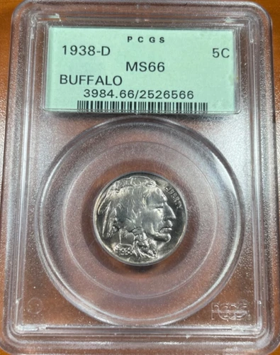 1938-D Buffalo Nickel PCGS MS66 • Old Green Holder