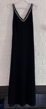 Betsy  Adam BY LINDA BERNELL 90s Mesh Back The Rhinestone Black Formal Dress