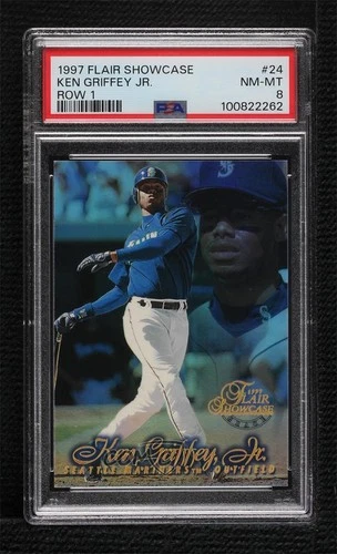 1997 Flair Showcase Row 1 Ken Griffey Jr #24 PSA 8 HOF 0ji1