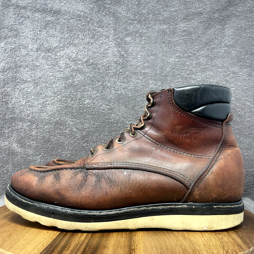 VINTAGE Red Wing 6" Heritage Classic Moc Toe Boot Soft Toe Red Men's Size 12 A - Picture 3 of 10