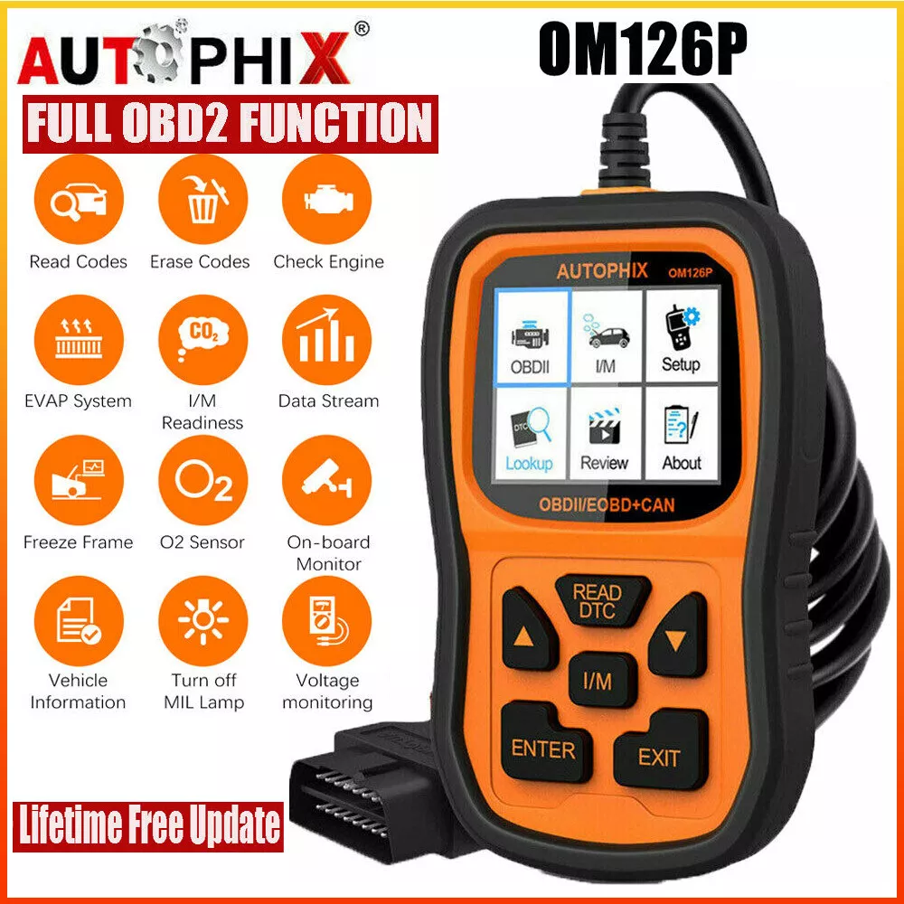 AUTOPHIX OBD2 Scanner Enhanced OM126P Vehicle Code Reader Auto Diagnostic  Scan Tool Check Engine Light Read/Erase Fault Code Smog Test for All OBDII