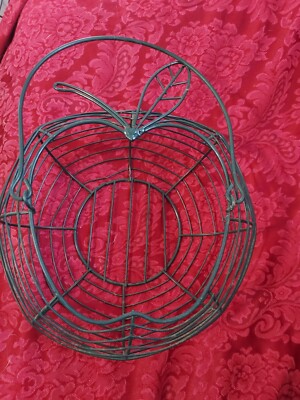 Green Metal Apple Shaped Farmers Market Harvest Basket