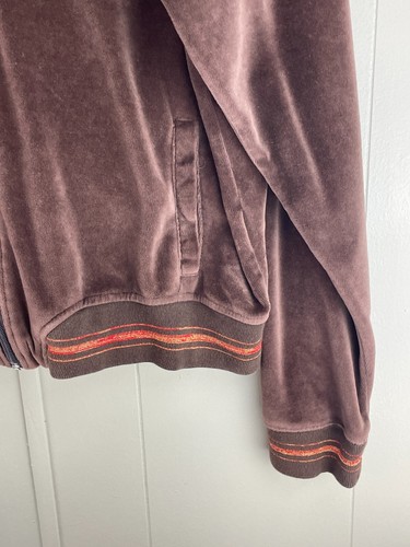 Nana Fashion Retro Velour Hoodie Women's 2XL Brown Velour Raglan Sleeve Full Zip - Picture 5 of 21