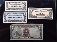 Philippines 1 5 10 Centavos 1 Peso 1942 4389h90 Japanese Government WWII Money