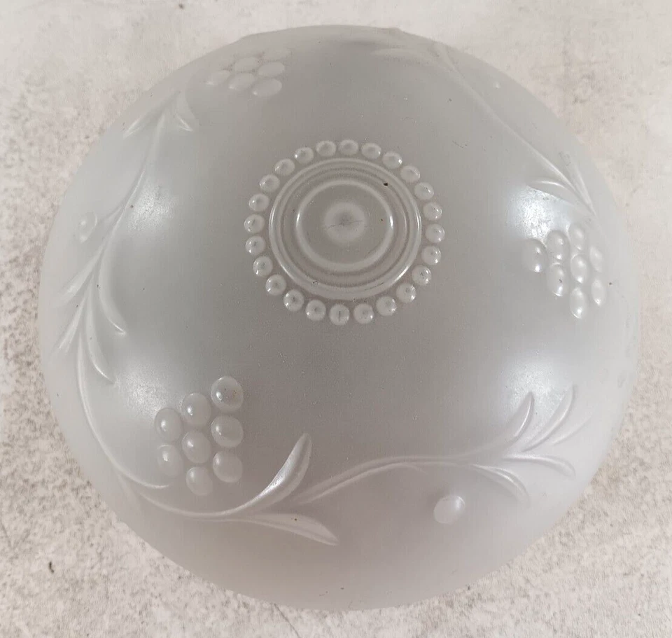 Mid Century Franklite Frosted Ceiling Light Grapes Leaves Brass 6 3/4" - Image 2 of 4