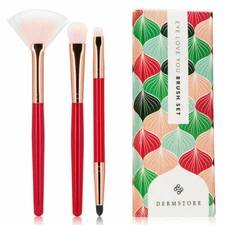 DermStore Eye Love You Travel Sz Brush Set, Shadow Brush, Fan Brush Dual Smudge 