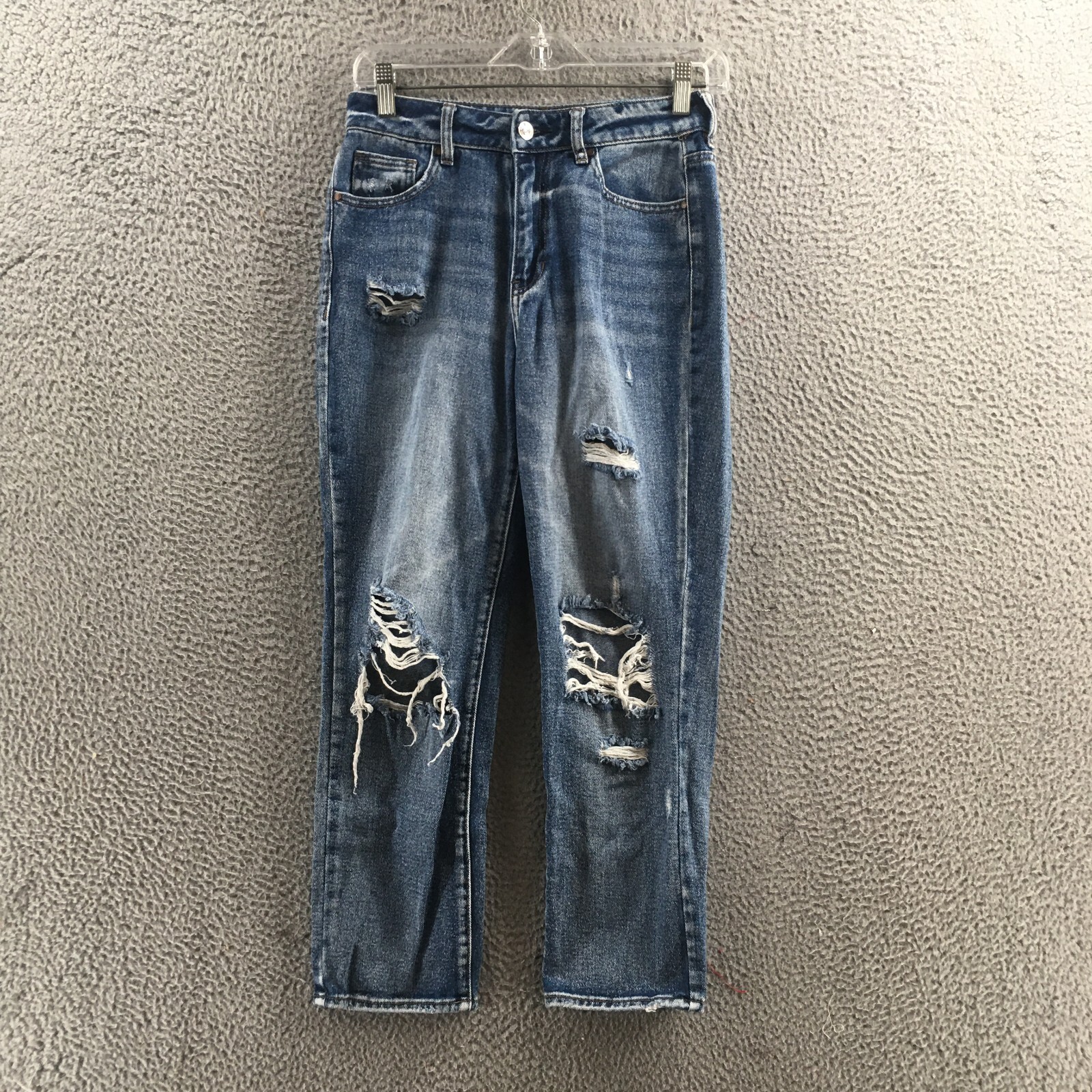 Pacsun Mom Jeans Womens 25 (actual 28x24) Blue Denim Distressed Mid Rise Zip Fly-image