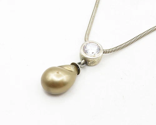 CAROLEE 925 Silver Vintage Round Cubic Zirconia Snake Chain Necklace NE1905