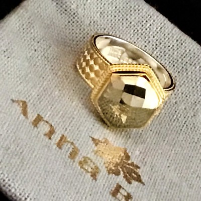 NEU MIT ETIKETT ANNA BECK 18 K VERGOLDETER PYRIT SECHSECK RING GRÖSSE 7