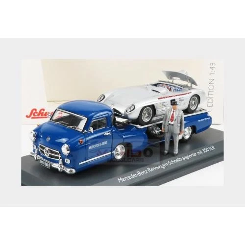 1:43 SCHUCO Mercedes Benz Racing Car Transporter Truck 1955 + 300 Slr 450376800 - Immagine 2 di 2