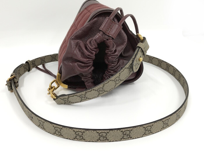 Gucci 2Way Shoulder Bag Leather Canvas Bordeaux 752583 | eBay
