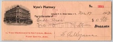 Illinois Station, OK 1907 Indian Territory Wynn's Pharmacy Bank Check Scarce