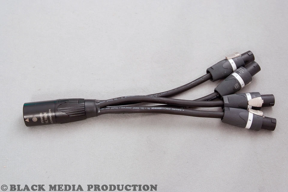 Altavoz Adaptador Y / Split SC-Meridian 0,5m | Speakon NL8 -> 4x Speakon NL2