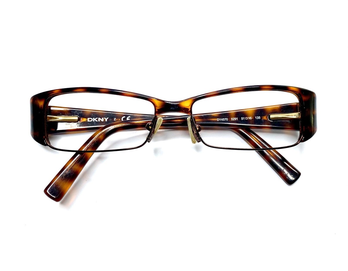 DKNY Brown Spotted Leopard Rectangular Flex Temple Glasses