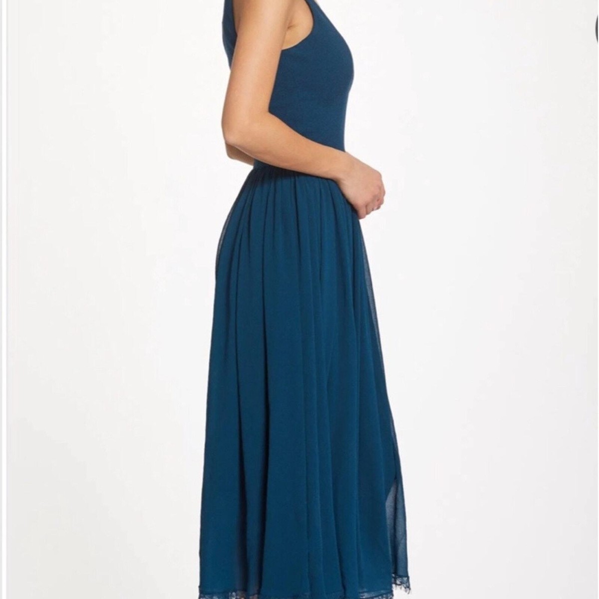 dress the population alicia Dress The Population Alicia Mixed Media Midi Dress Sz L $198 *877 plum