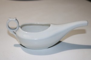 Vintage Porcelain Neti Pot Nose Nasal Irrigation Tool - White