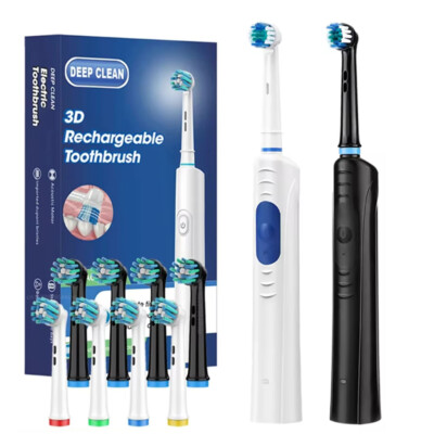 Rotating Electric Toothbrush for Adults, Rechargeable 3 Modes Teeth Deep Clean