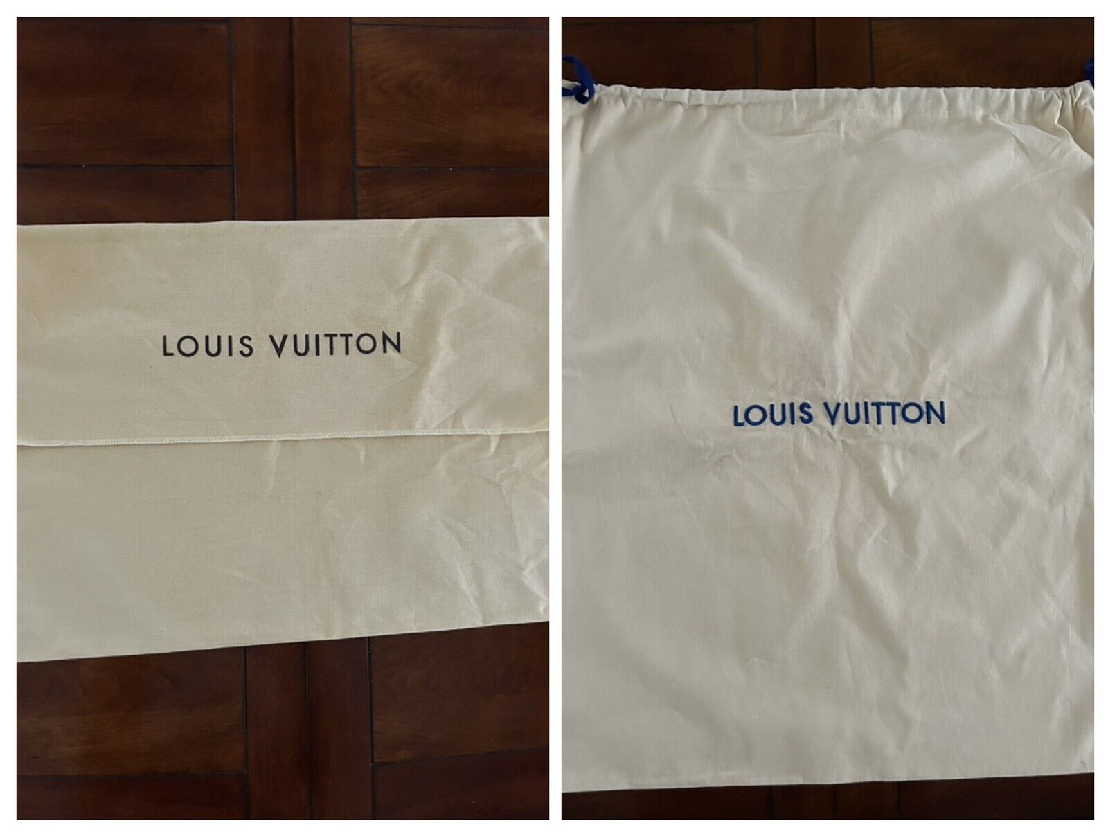 Set of Louis Vuitton dust bags Size Large flannel and drawstring EUC