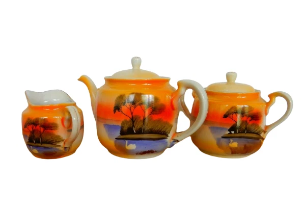 Lovely One-of-a-kind Japanese Tea Set: Teapot Sugar Creamer