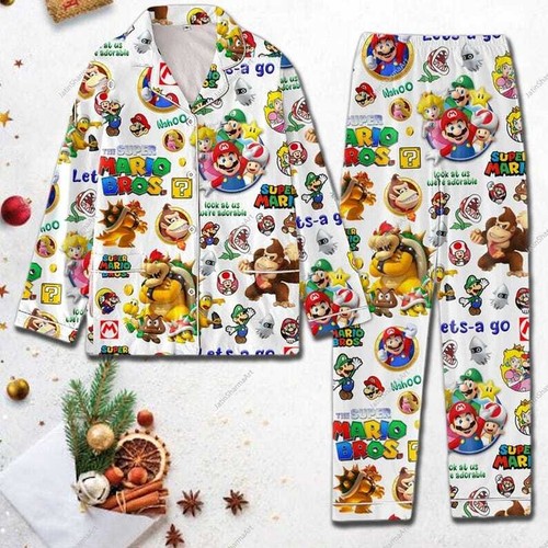 Super Mario Pajamas Set, Super Mario Women Pajamas, Mario Bros Pajamas pant - Picture 2 of 3