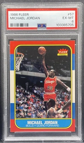1986-87 Fleer Basketball - Michael Jordan Rookie Card #57 RC Graded PSA 6 EX-MT