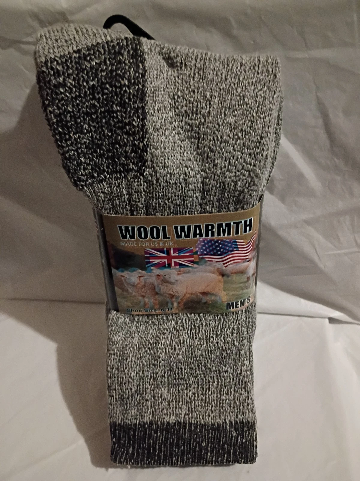 Ultimate blend Wool Warmth Thermal Crew Socks Gray Black Men's Size 6-11