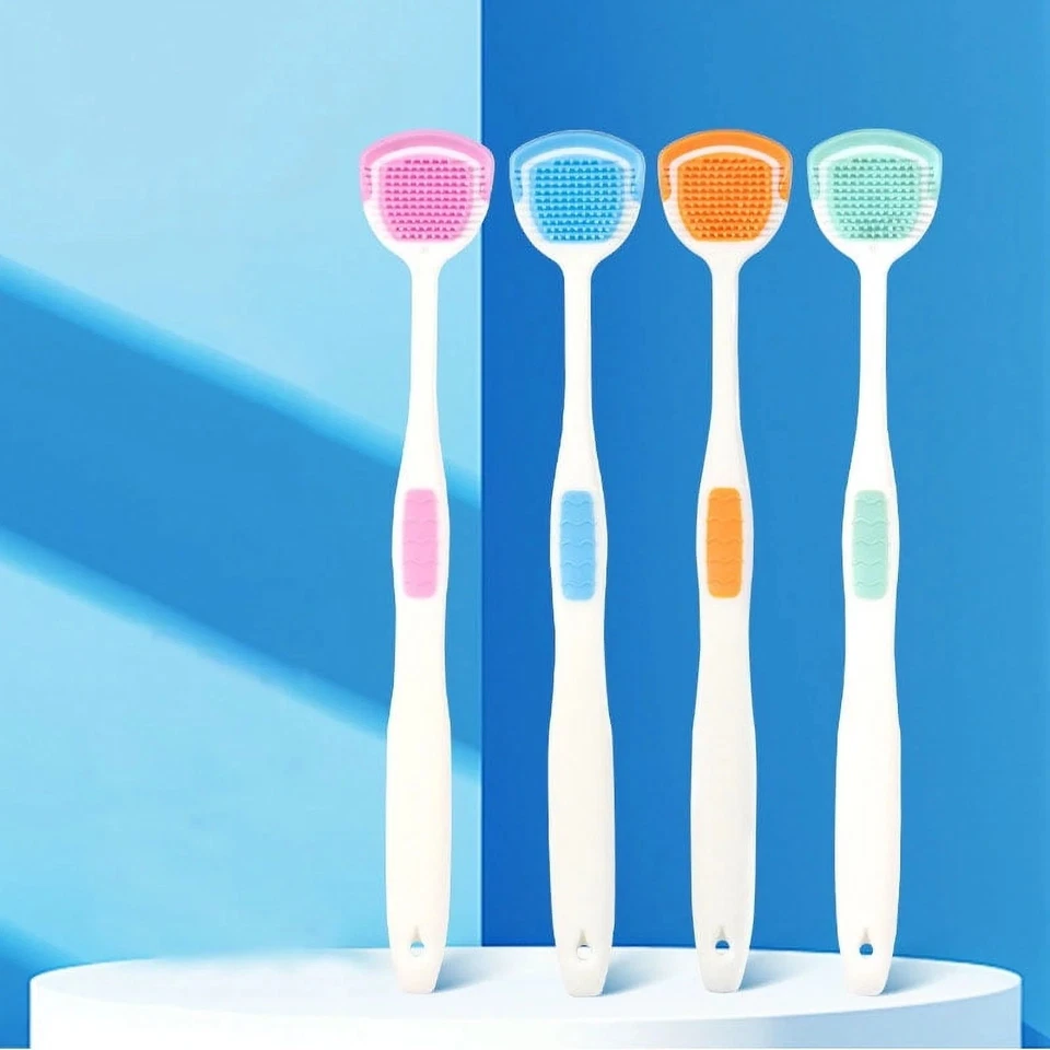 Raspador de lengua 4 piezas limpiador de eliminación de recubrimiento de lengua eliminación oral raspador de silicona Foto 3 de 4