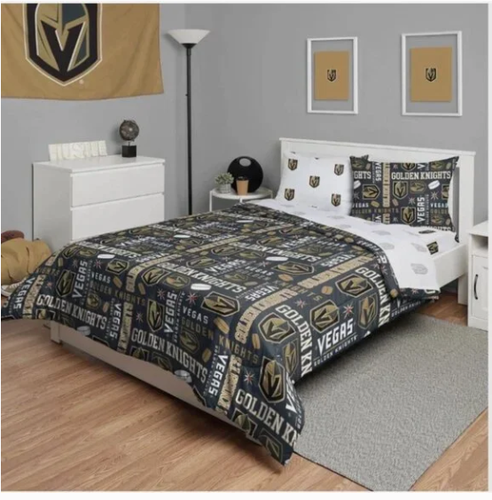 NHL Comforter Set Vegas Knights Red Wings BRUINS PENGUINS Blackhawks Kraken NEW - Afbeelding 42 van 63