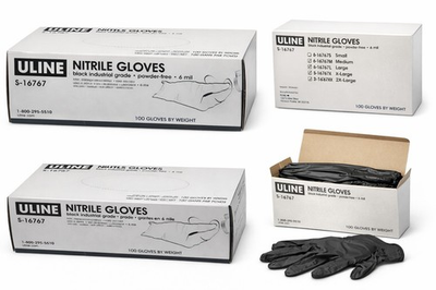 #ad Uline Black Nitrile Gloves 100 Count 6 Mil Powder Free Industrial Grade $6.99