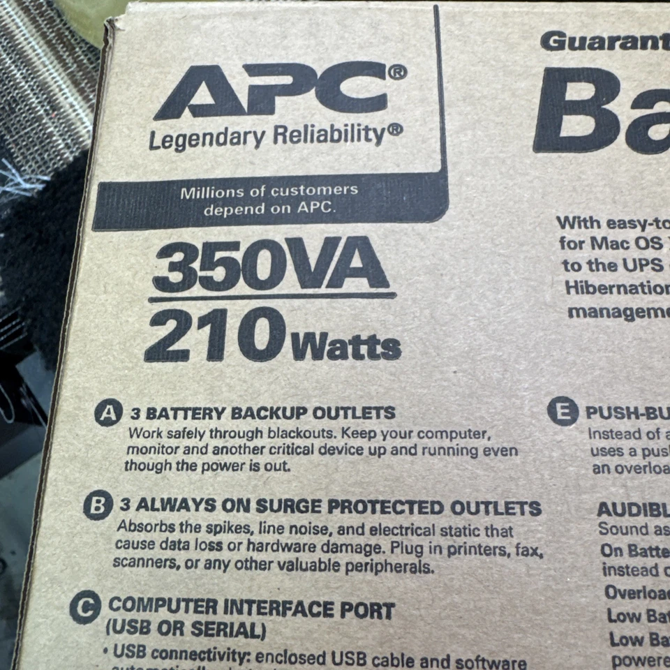 APC Back-UPS BK350 350VA 210W 6 Outlets UPS (UP TO 4) - Image 3 of 4