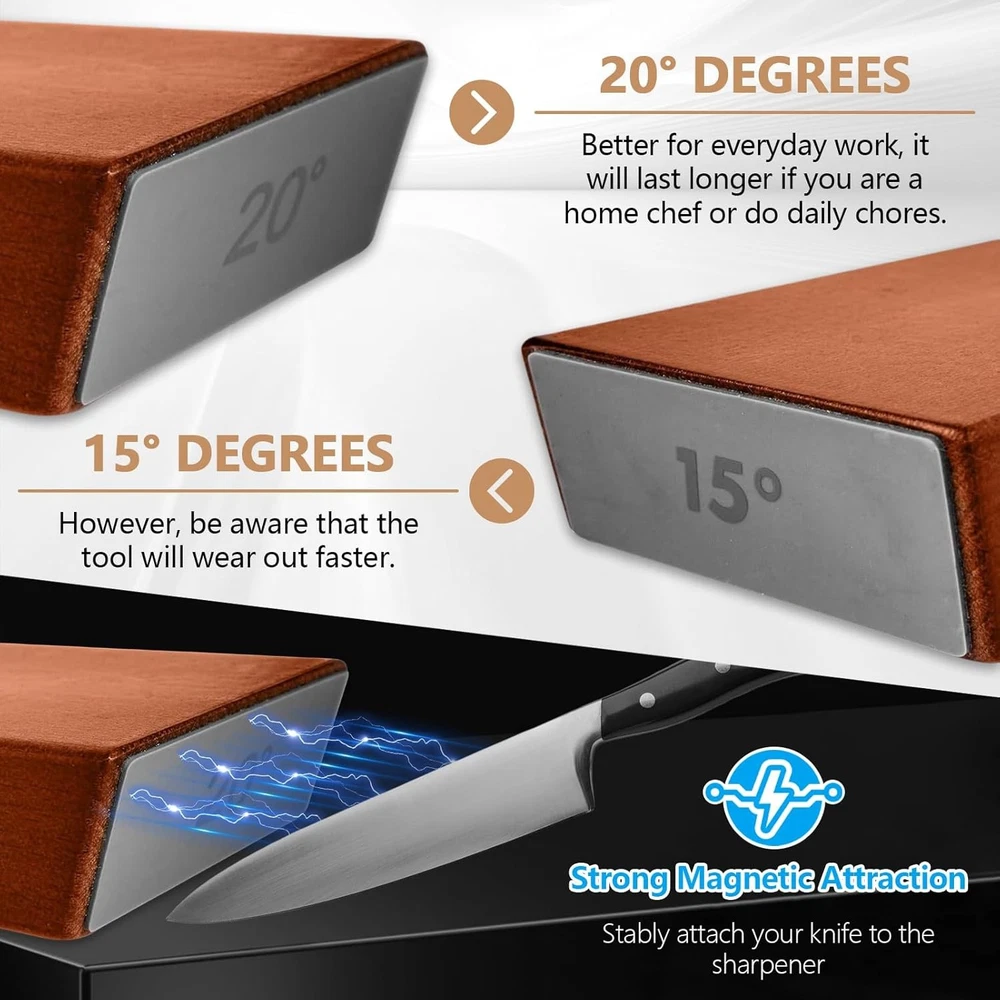 Diamond Tumbler Rolling Knife Sharpener with 15° & 20° Angle Base Set