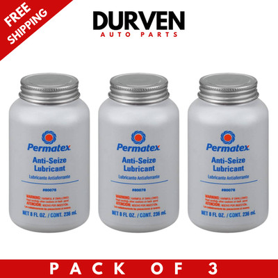 Permatex 80078 Anti-Seize Lubricant Brush Top Bottle 8oz 3-Pack 24oz Total