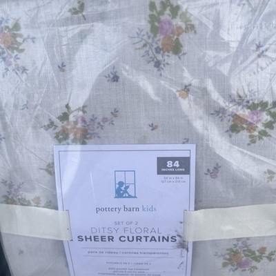 2 Pottery Barn Kids Ditsy Floral Sheer Curtains drapes 50 84 New w