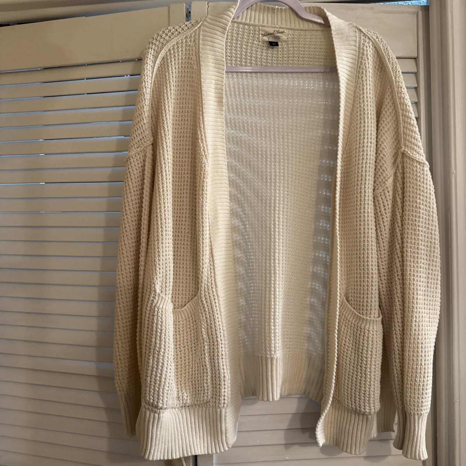 Universal  Thread sweater Large Cream Open Front … - image 3