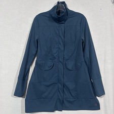 Any Age Wear Navy Blue Women  s Active Jacket Long High Collar Pockets Nylon LRG