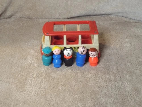 Fisher Price Mini Van Vintage 1969 Little People Bouncing Play Family Bus