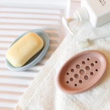  3pcs Silicone Soap Dishes Bathroom Soap Tray Soap Draining Holder Hollow-out