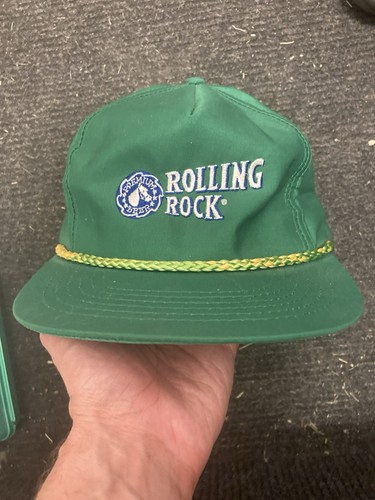 VTG Rolling Rock Premium Beer Trucker Hat designer Award MFG Snapback rope