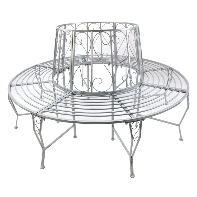 Garden Round Tree Bench Metal Patio Outdoor Circular Seat Steel