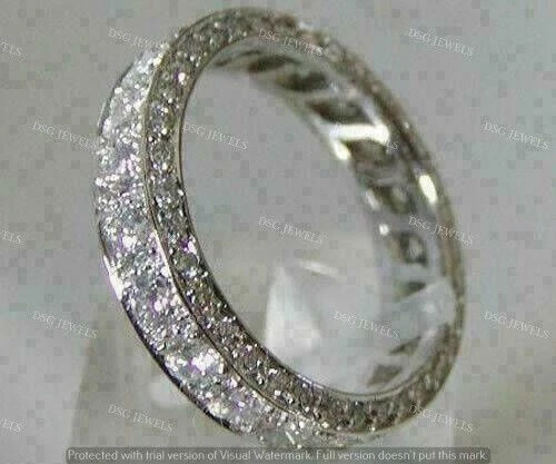 Обручальное кольцо из стерлингового серебра 925 пробы с муассанитом 4,00 карата Eternity SZ-9 - Изображение 2 из 4