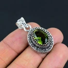 Peridot Gemstone Handmade 925 Sterling Silver Jewelry Pendant For Birthday Gift